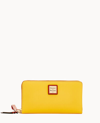 Pebble Grain Large Zip Around Wristlet
