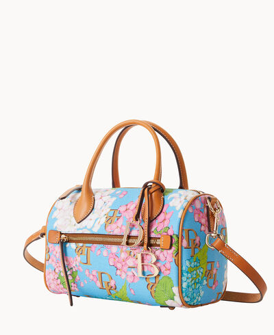 Hydrangea Monogram Barrel Satchel