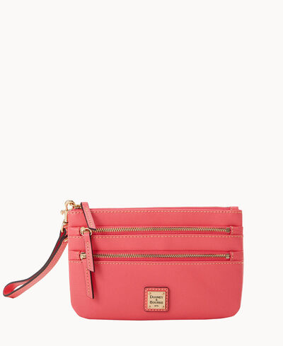 Saffiano Triple Zip Wristlet