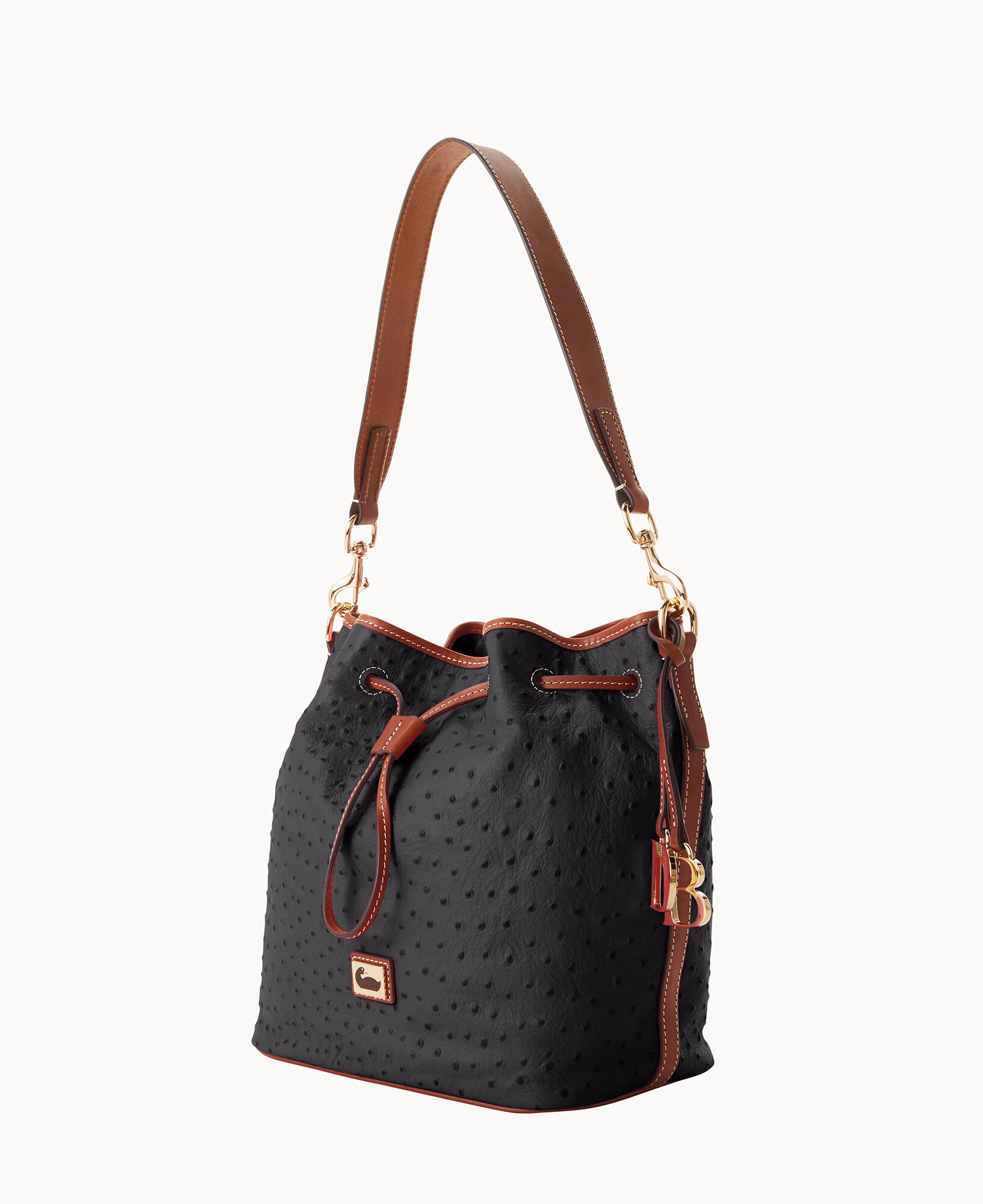 Dooney & Bourke Ostrich Small Drawstring Shoulder Bag