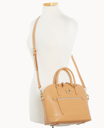 Saffiano Domed Zip Satchel