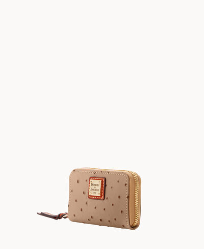 Ostrich Large Zip Around Credit Card Case