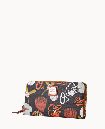 MLB Orioles Large Zip Around Wristlet