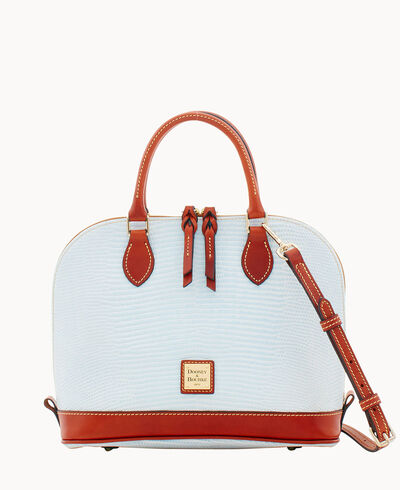 Embossed Lizard Zip Zip Satchel