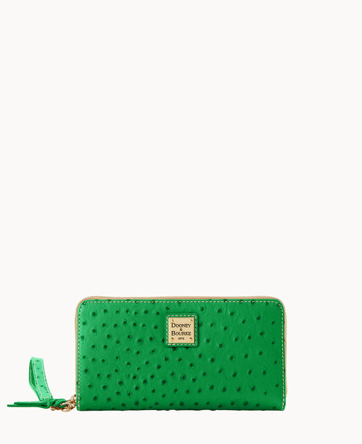 Ostrich Large Zip Around Wristlet