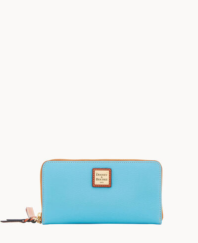 Pebble Grain Large Zip Around Wristlet