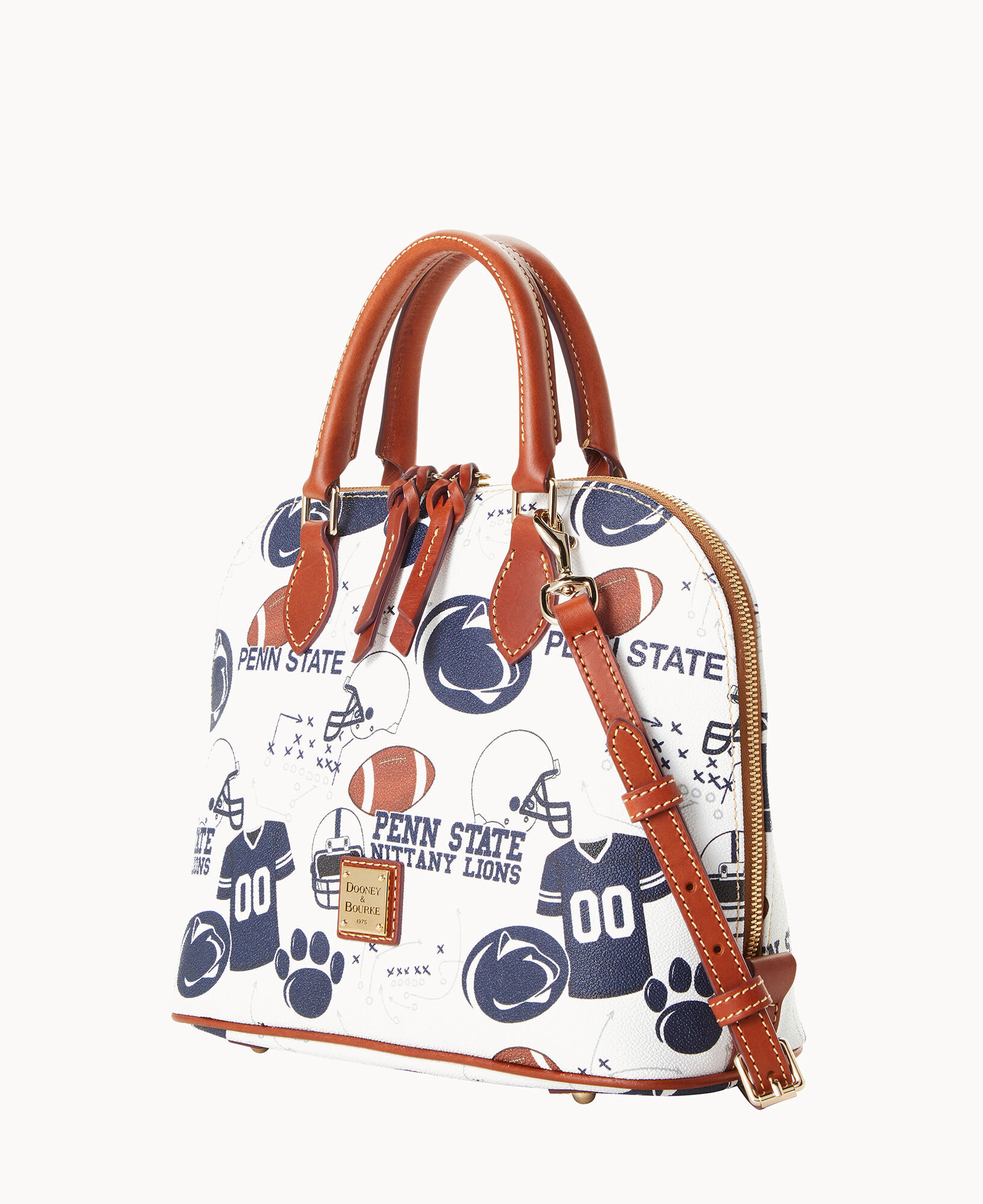 Dooney Bourke Women s Collegiate Penn State University Zip Zip Satchel Bag in White Multi
