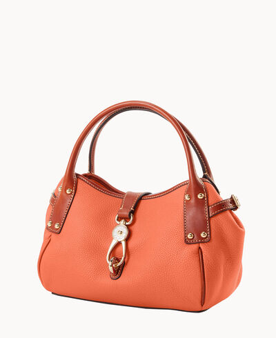 Pebble Grain Small Logo Lock Satchel