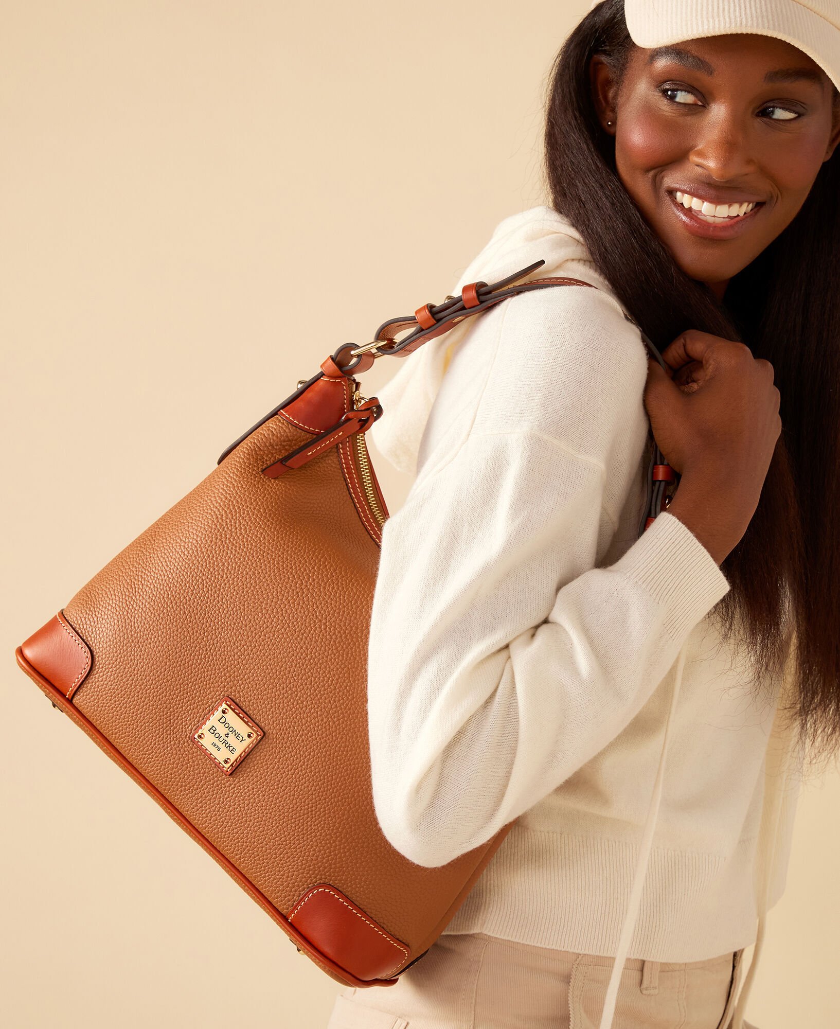 Vintage DOONEY & BOURKE Smooth Red Leather Hobo Shoulder Bag 