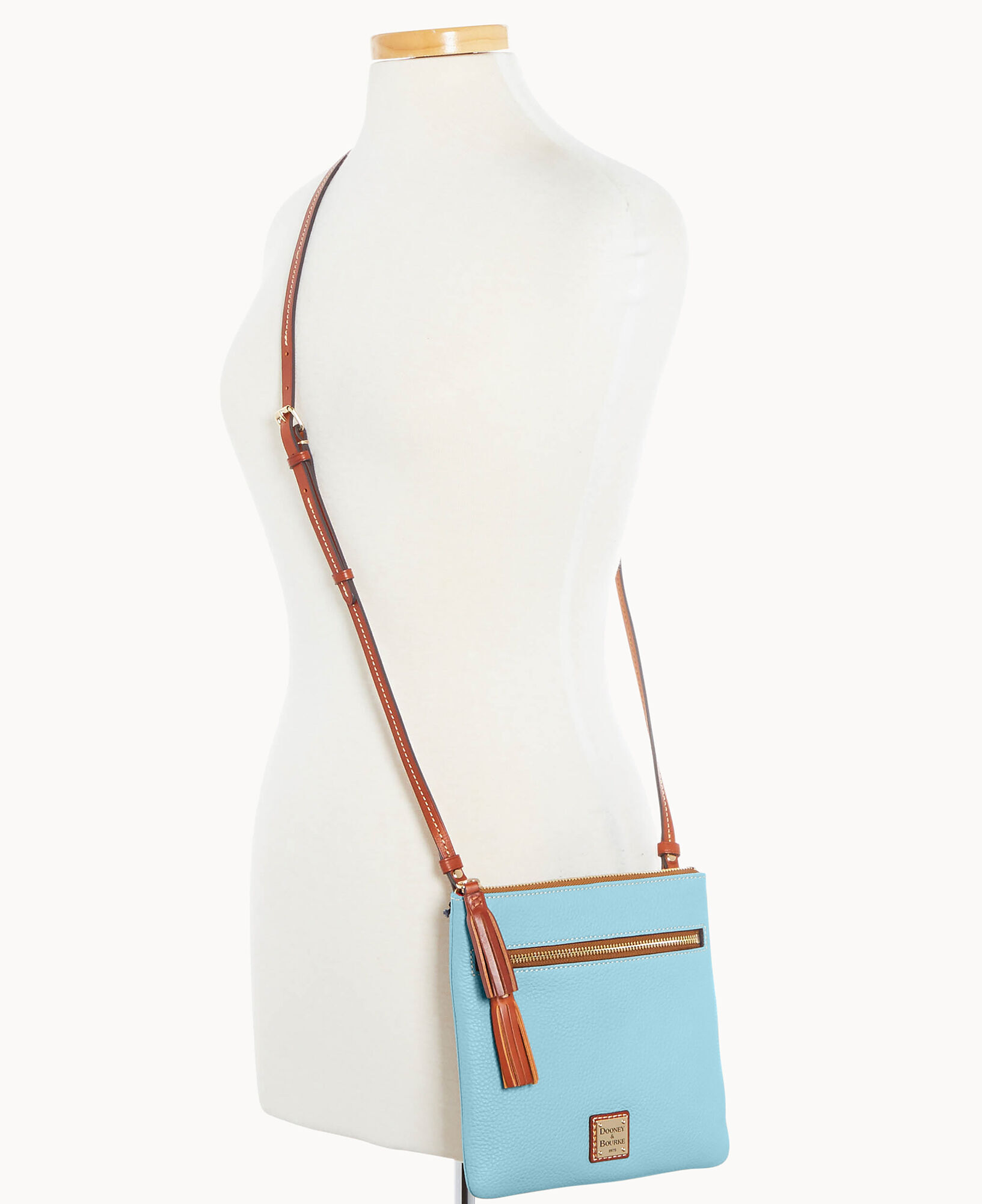 Saffiano Double Zip Tassel Crossbody