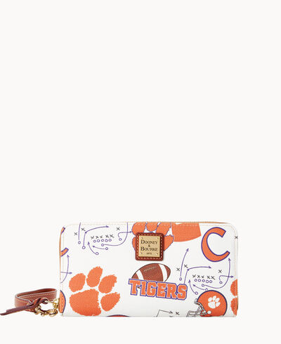 Collegiate Clemson University Large Zip Around Wristlet
