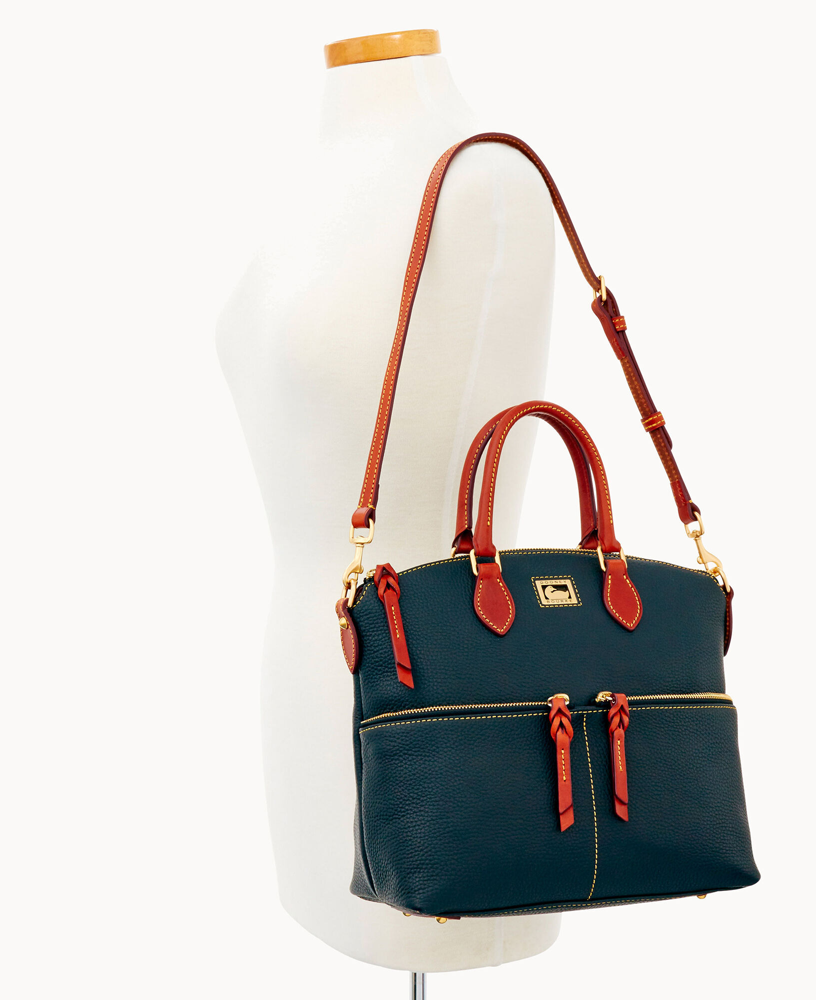 Dooney dillen outlet double pocket satchel