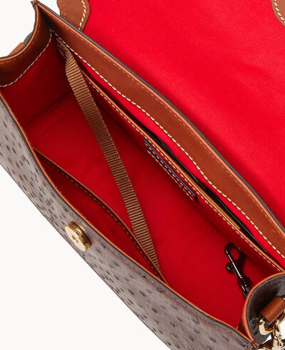 Ostrich East West Flap Shoulder Bag