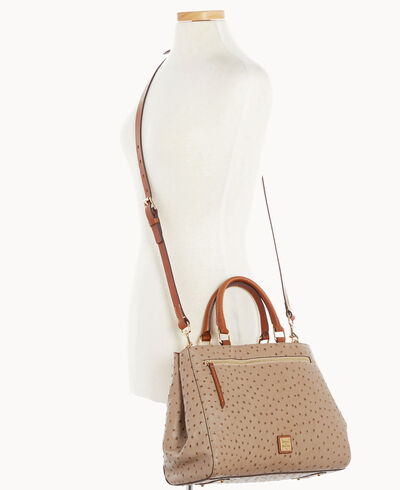 Ostrich Zip Satchel