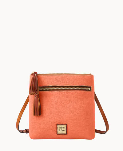 Pebble Grain Double Zip Tassel Crossbody