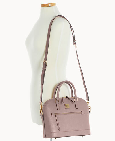Saffiano Domed Zip Satchel