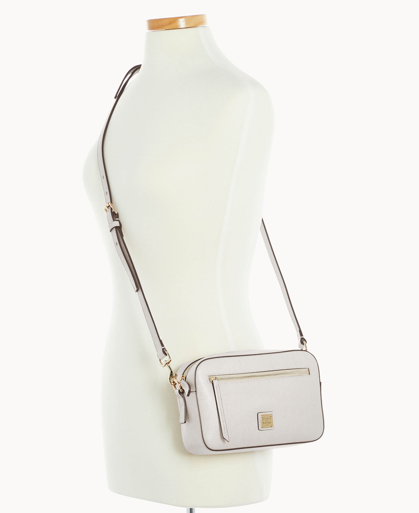 saffiano camera zip crossbody