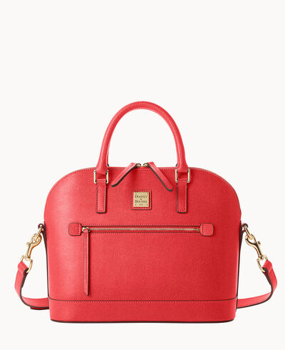 Saffiano Domed Zip Satchel