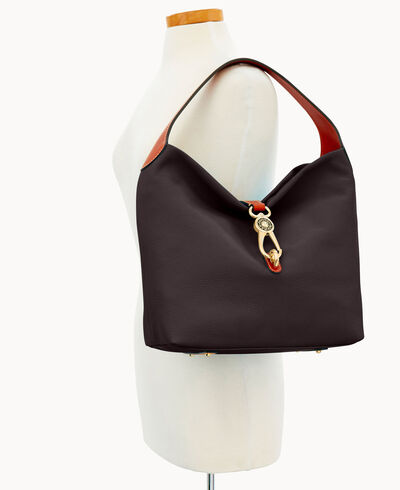 Pebble Grain Logo Lock Shoulder Bag