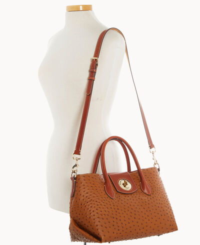 Ostrich Turnlock Handle Tote 30
