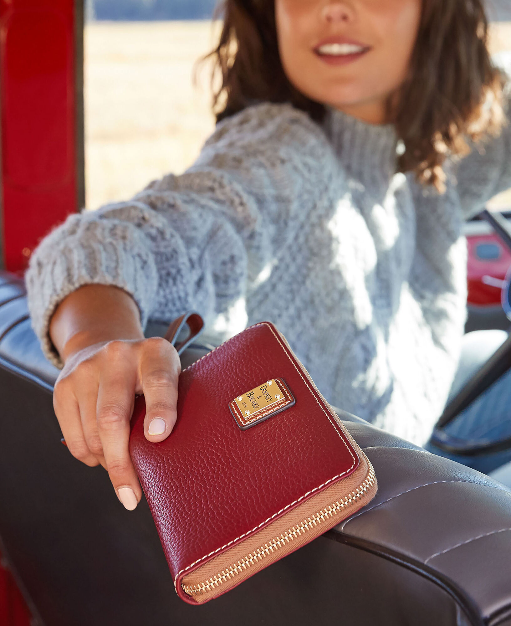 Dooney & Bourke Pebble Grain Large Zip Around Wristlet