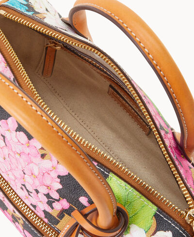 Hydrangea Monogram Barrel Satchel
