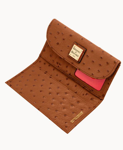 Ostrich Zip Satchel and Continental Clutch