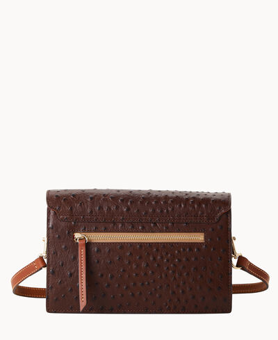 Ostrich East West Flap Shoulder Bag