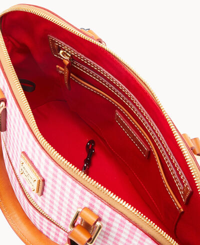 Gingham Domed Zip Satchel