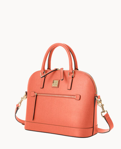 Saffiano Domed Zip Satchel