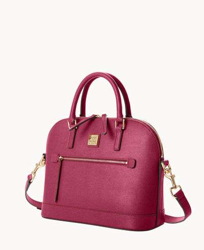 Saffiano Domed Zip Satchel