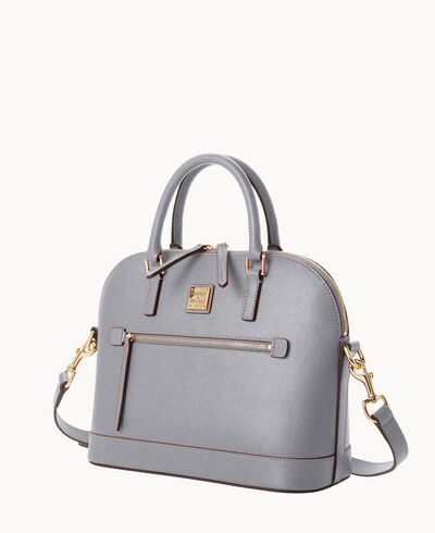 Saffiano Domed Zip Satchel