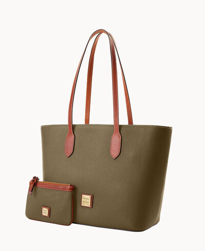 Pebble Grain Tote With Medium Wristlet