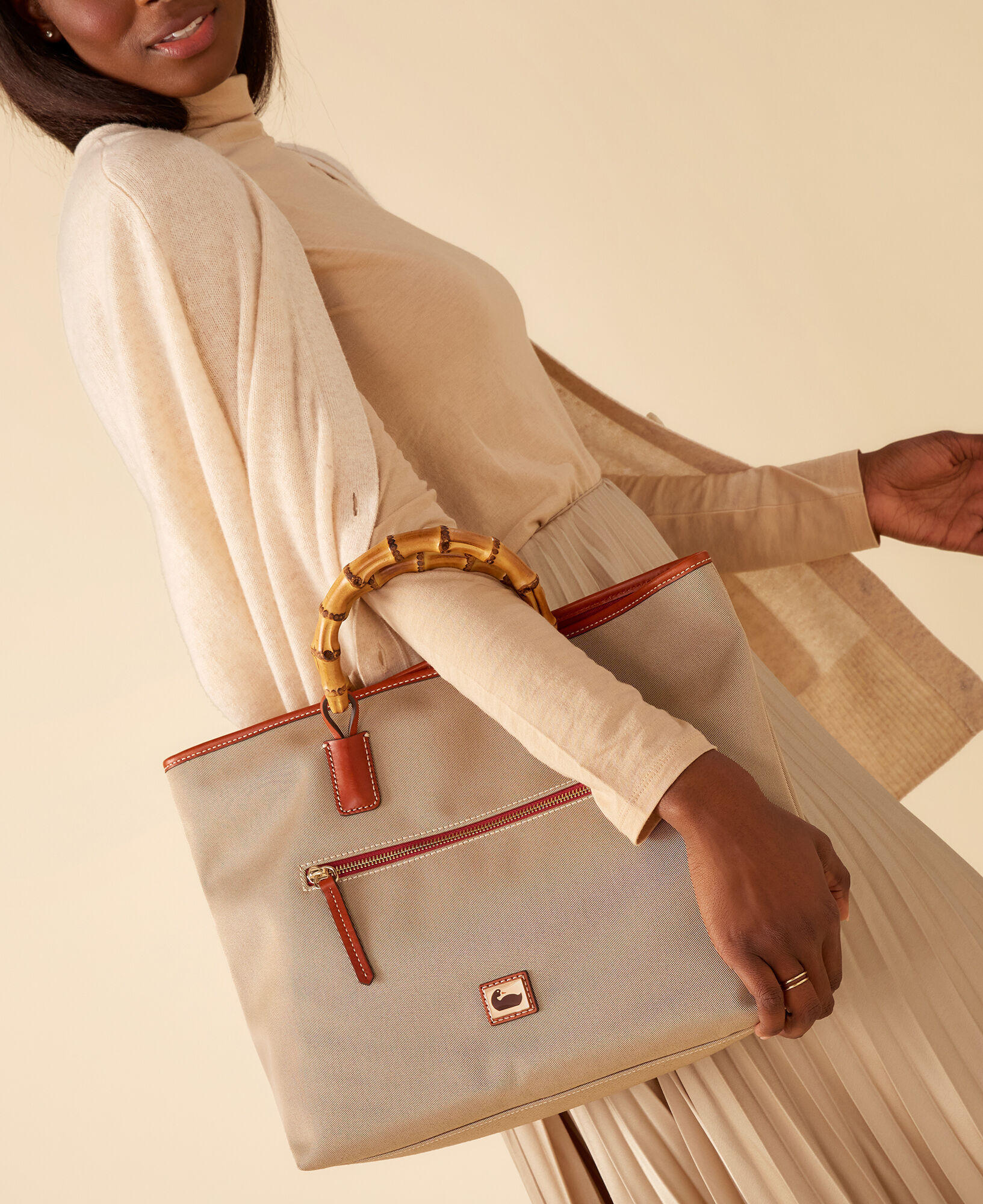 Bamboo handle tote deals