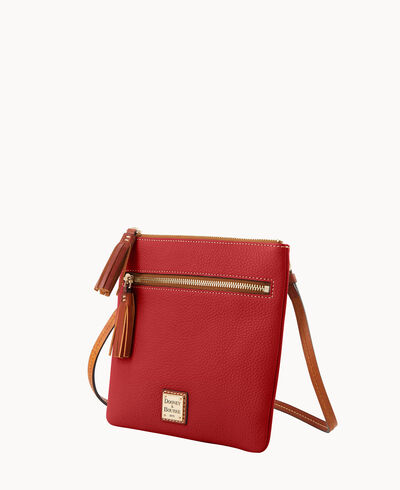 Pebble Grain Double Zip Tassel Crossbody