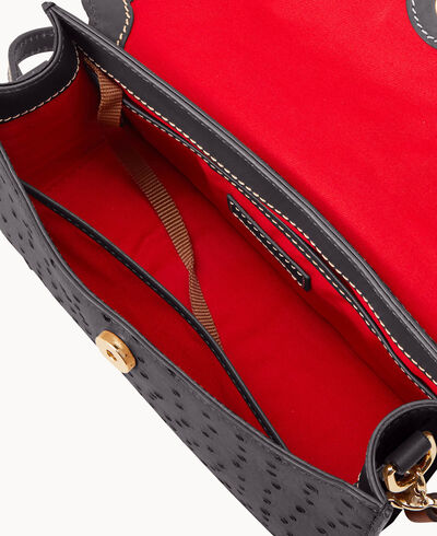 Ostrich East West Flap Shoulder Bag