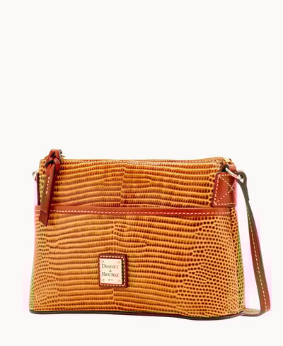 Embossed Lizard Ginger Crossbody