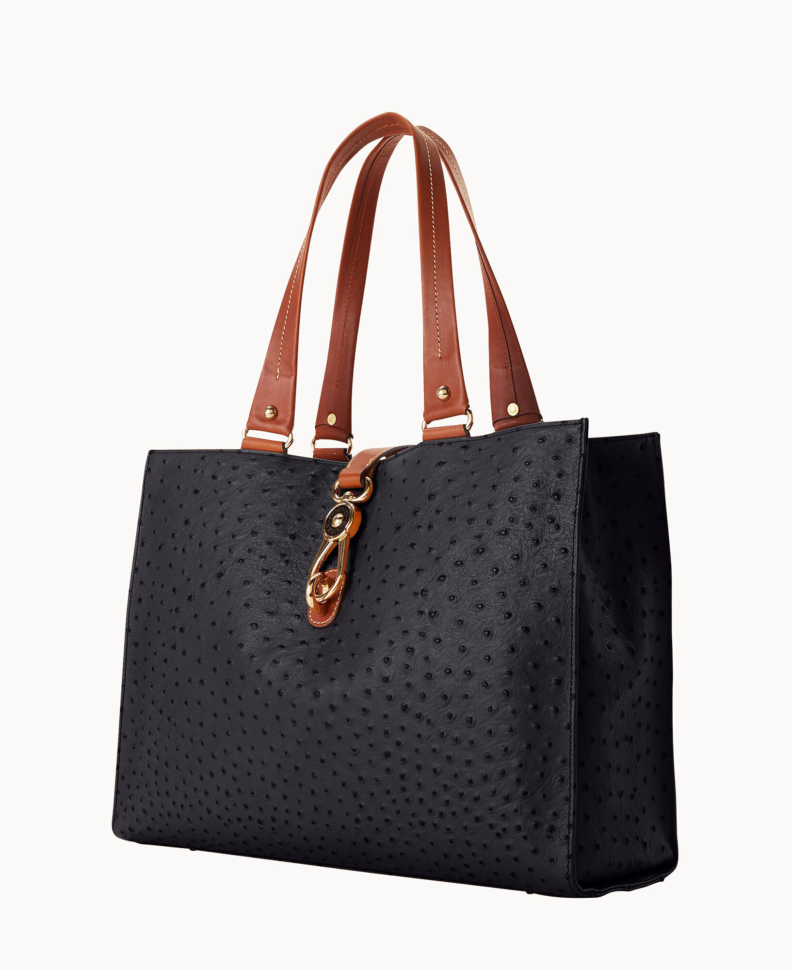 Dooney & Bourke Ostrich Large Logo Lock Tote