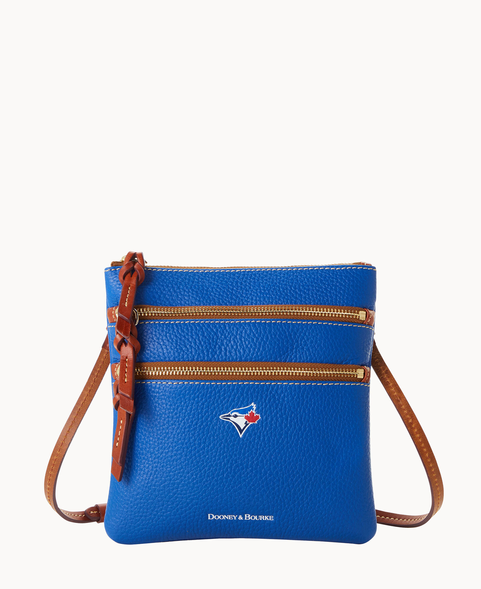 Dooney & bourke pebble top leather triple zip crossbody handbag