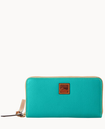 Pebble Grain Large Zip Around Wristlet
