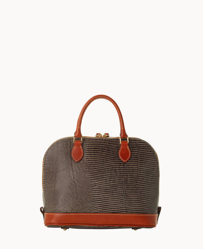 Embossed Lizard Zip Zip Satchel