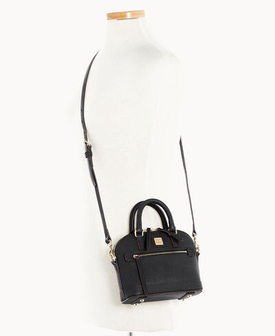 Saffiano Mini Domed Zip Satchel