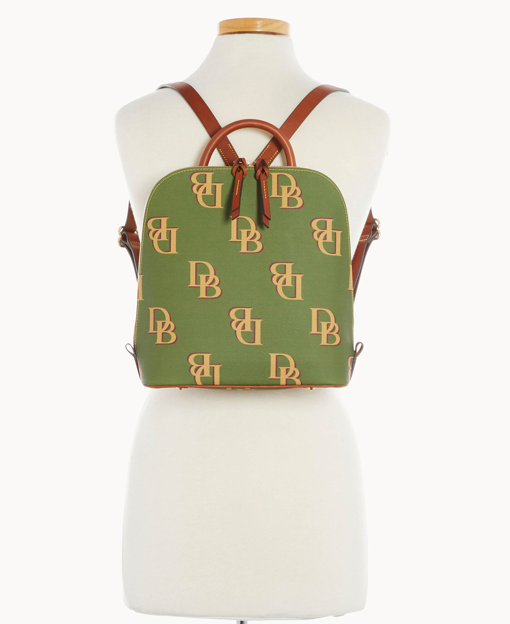 Dooney & Bourkeレザー ビジネスバッグ 緑 NWT DOONEY & BOURKE Olive Green Satchel Handbag w/Zip Around