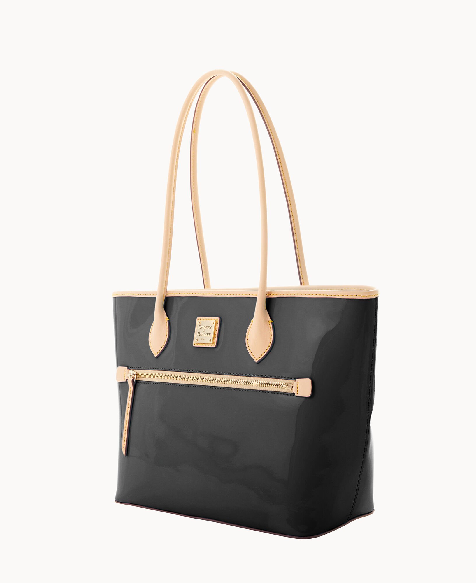 Dooney and bourke black patent leather handbag hot sale