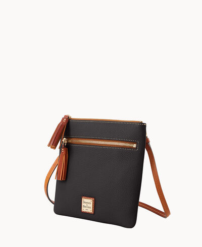 Pebble Grain Double Zip Tassel Crossbody