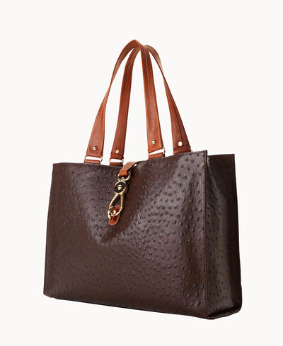 Ostrich Large Logo Lock Tote