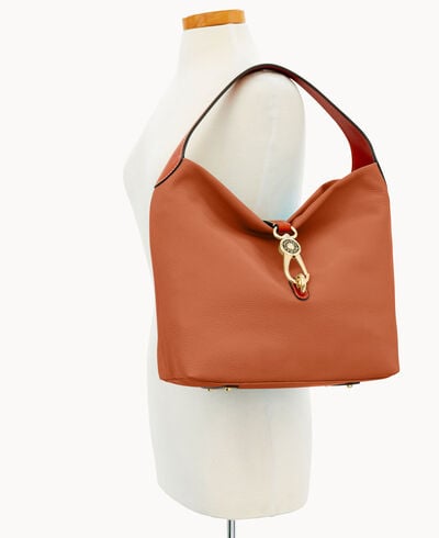 Pebble Grain Logo Lock Shoulder Bag