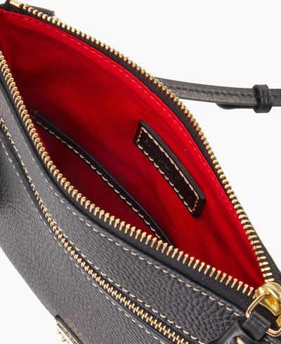 Pebble Grain Double Zip Tassel Crossbody