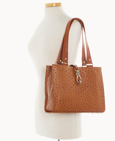 Ostrich Medium Logo Lock Tote