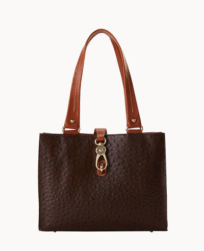 Ostrich Medium Logo Lock Tote